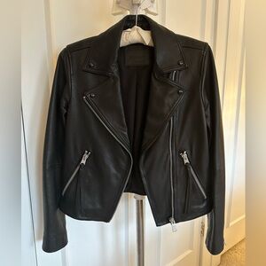 EUC: AllSaints Dalby Leather Biker Jacket Women US Size 4